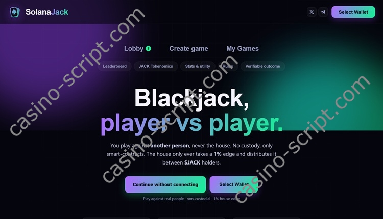 players vs players blackjack casino on solona source code