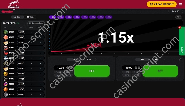 Aviator casino game source code with admin panel
